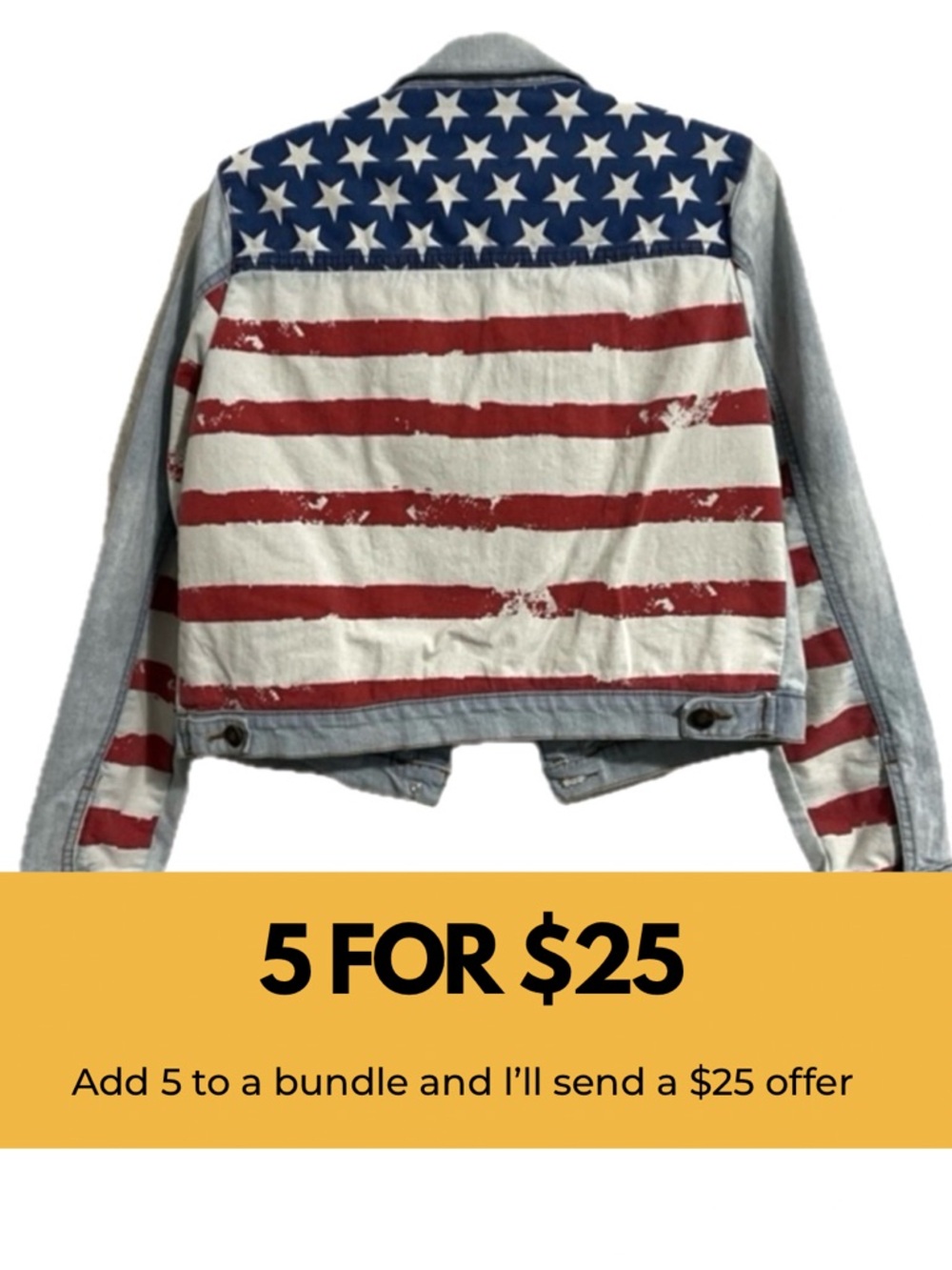 Forever 21, USA Stars and Stripes denim jacket.